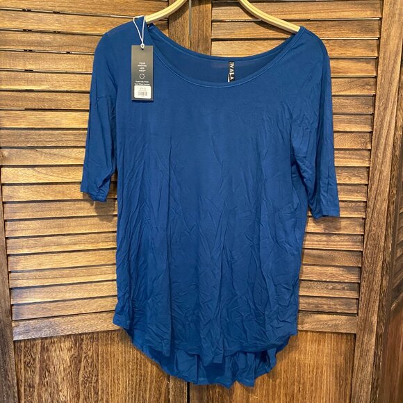 Yala Sandy Relaxed Fit Scoop Neck Short Sleeve Bamboo Top Lapis - Picture 1 of 2
